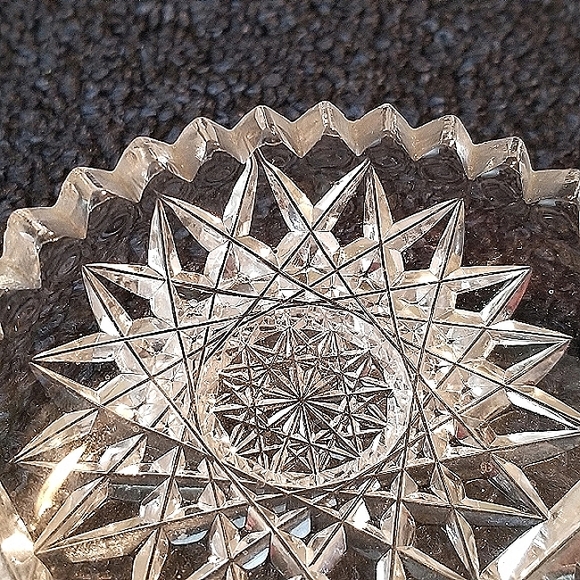 American Brilliant Nappy Cut Glass Dish with Handle 7" Crystal - Picture 6 of 11